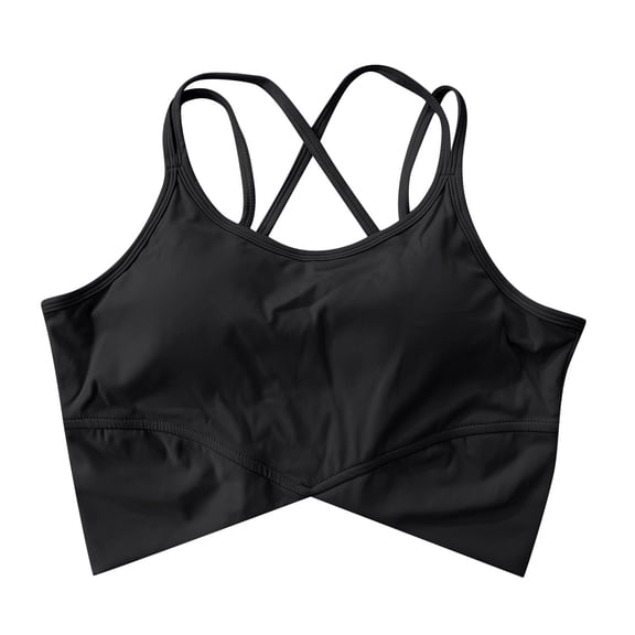 SHENGYUAN Running Sports Bras for Women Bra Women's Yoga With Back Beauty Design Solid Color Tight Fit Push Up Training Fitness Black,S