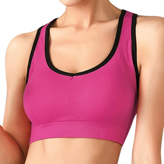 SHENGYUAN Sport Bra Women Sports Bras Strappy Padded Medium Support Yoga Workout Tops for Hot Pink,M