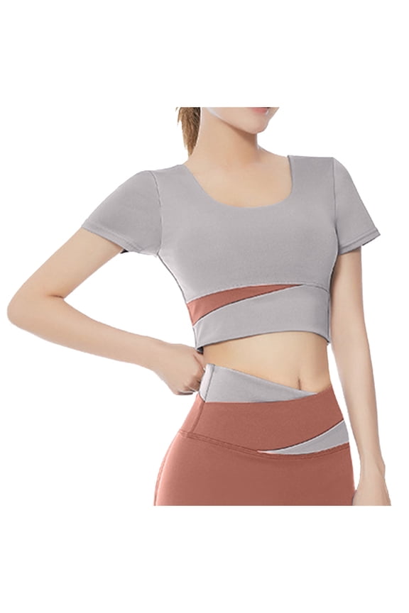 Sports Bra Bras for Women Patchwork High Waisted Tight Fast Drying Yoga Clothing Collision Nude Feeling Grey,M