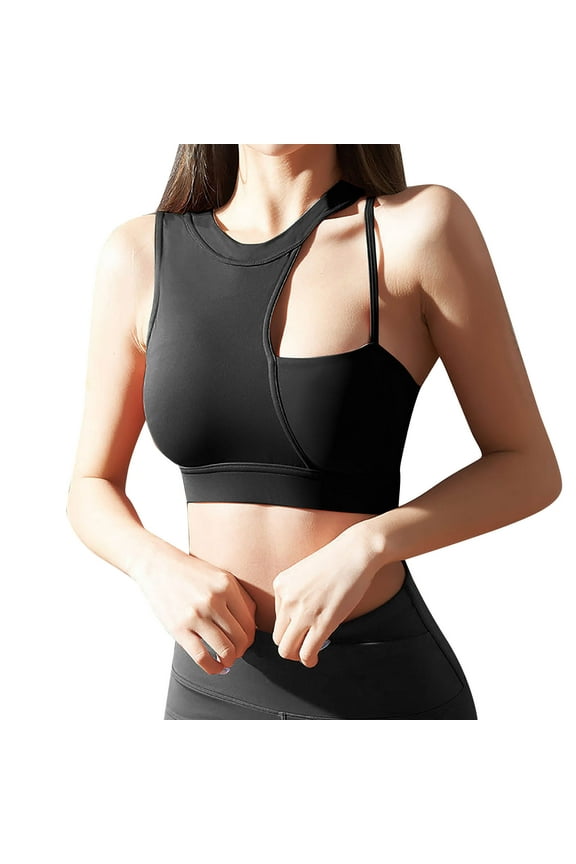 Sports Bra Womens Bras Woman With String Quick Dry Shockproof Running Fitness Underwear Black,S