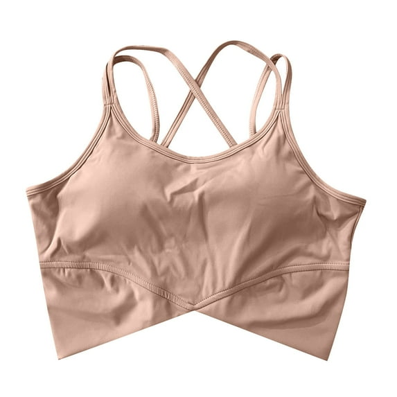 SHENGYUAN Supportive Sports Bras for Women Bra Women's Yoga With Back Beauty Design Solid Color Tight Fit Push Up Training Fitness Running Khaki,M