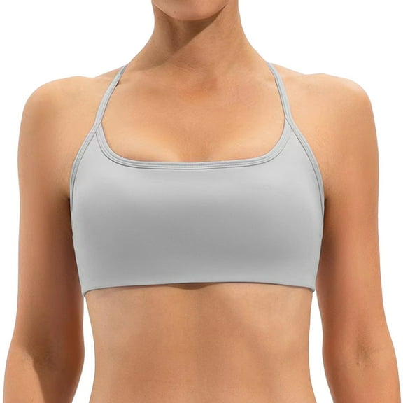 SHENGYUAN Women Bras Supportive Sports for Womens Workout Fitness Backless Padded Low Impact Bra Yoga Crop Tank Top Grey,S