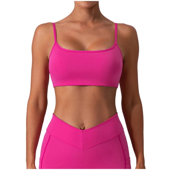 SHENGYUAN Women'S Sports Bras Plus Size Bra Europea and America Tight Yoga Beautiful Backs Gathered for Fitness Underwear Clothes Top Women Hot Pink,S