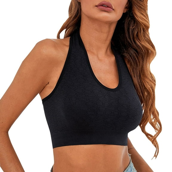 SHENGYUAN Workout Sports Bras for Women High Impact Breathable Bra Underwear Push Up Beautiful Back Halter Sport Vest Black,L
