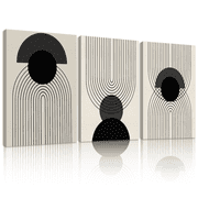 SHENIFY 12x16in3pcs Black Boho Wall Art Mid Century Modern Decor Abstract Boho Wall Decor Minimalist Bohemian Bedroom Decor Canvas Prints Ready to Hang for Bathroom Living Room