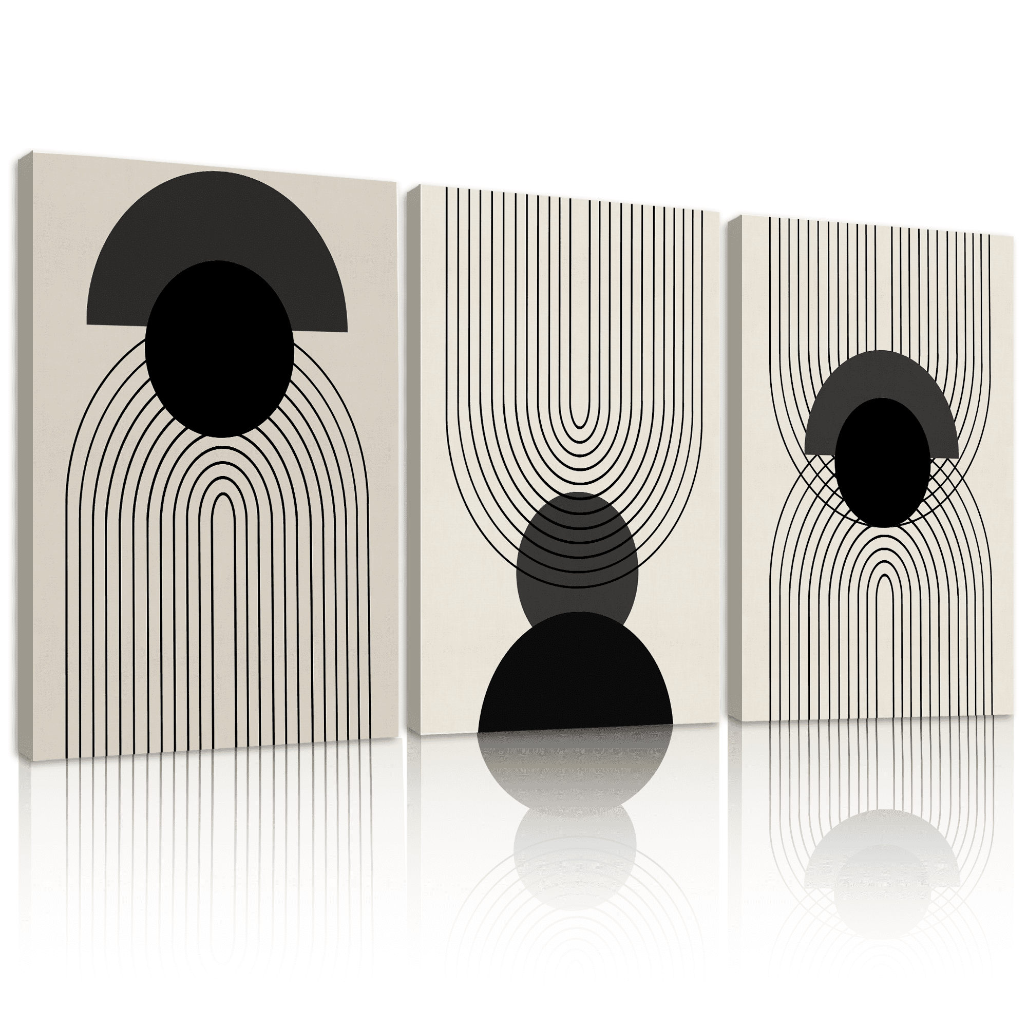 SHENIFY 12x16in3pcs Black Boho Wall Art Mid Century Modern Decor Abstract Boho Wall Decor Minimalist Bohemian Bedroom Decor Canvas Prints Ready to Hang for Bathroom Living Room