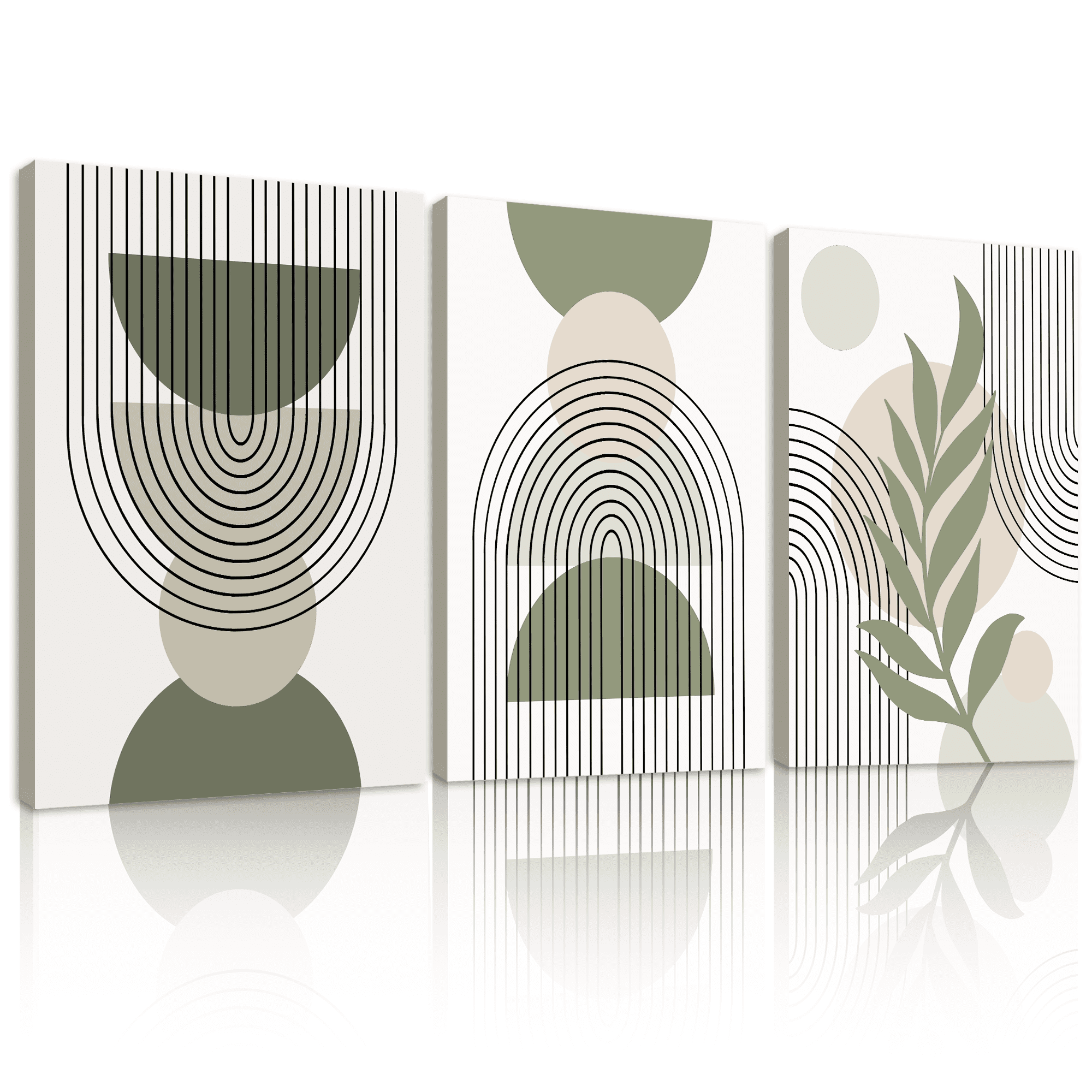 SHENIFY Mid Century Boho Wall Art - Abstract Geometry Canvas Prints (Set of 3, 12x16in) for Home Decor