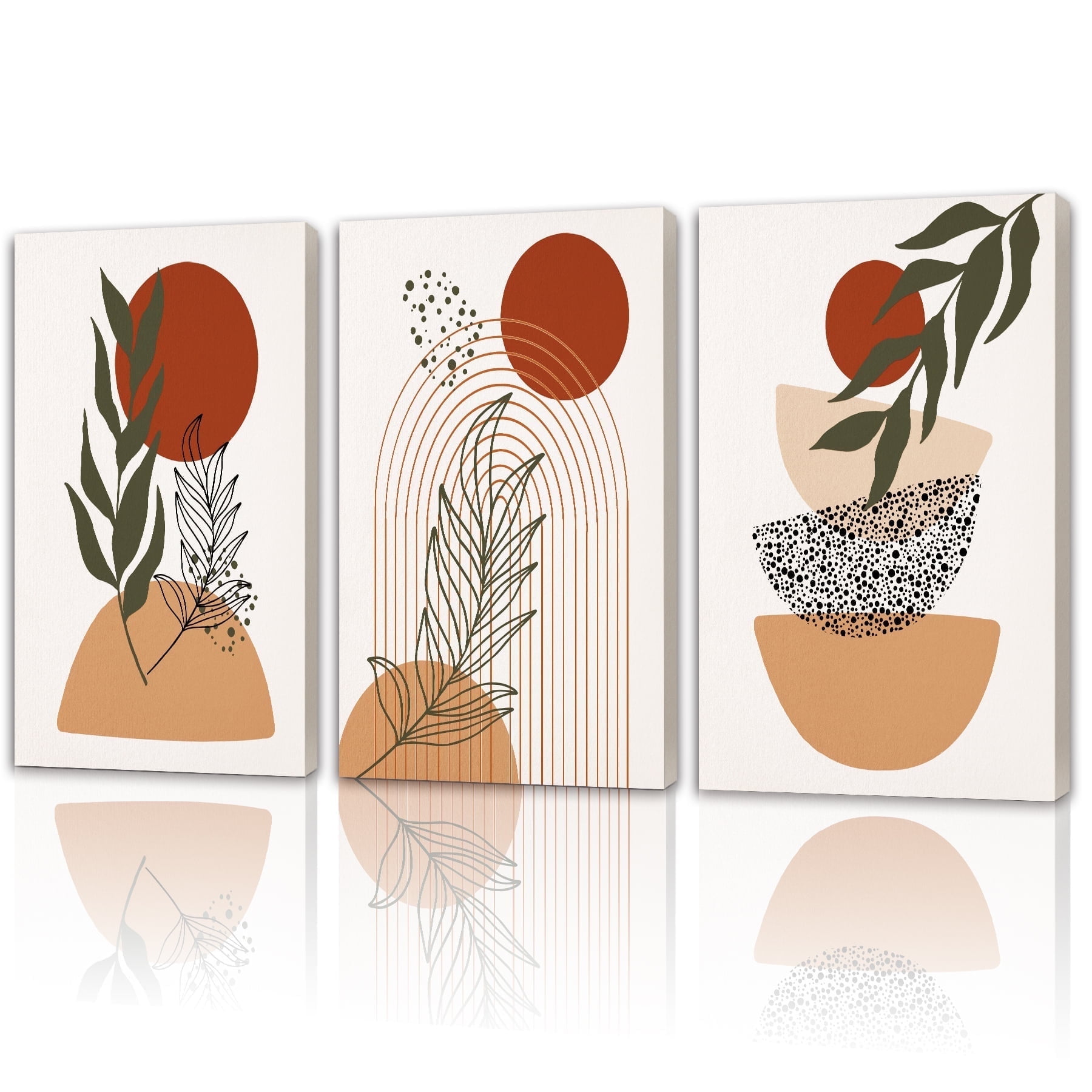 Visual Reference: Shenify 12X16In3Pcs Boho Wall Art Red Sun Mid Century Modern