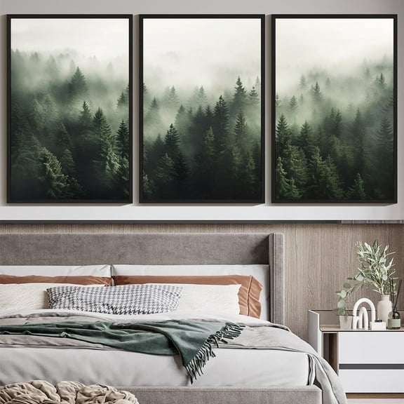 SHENIFY 24x36in3pcs Black Framed Nordic Forest Prints Tree Wall Art Mid Century Modern Wall Decor Ready To Hang for Dining Room Living Room