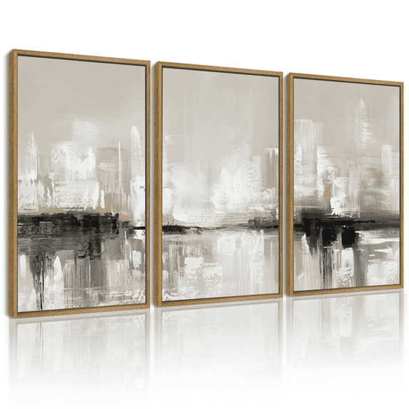 SHENIFY Abstract Wall Art 16x24in3pcs Natural Framed Decor Color Field Abstract Landscape Illustrations Modern Art Decorative Ready to Hang