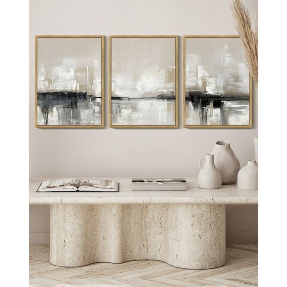 SHENIFY Abstract Wall Art Decor Color Field Abstract Landscape Illustrations Modern Art Decorative Ready To Hang 11x14in3pcs Natural Framed