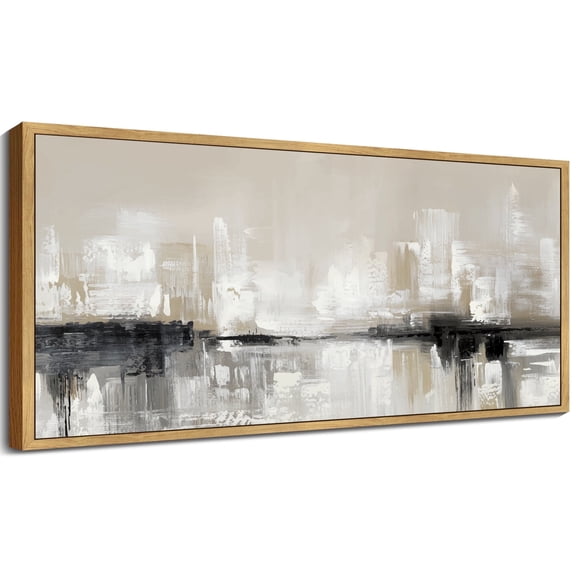 SHENIFY Abstract Wall Art Decor Color Field Abstract Landscape Illustrations Modern Art Decorative Ready to Hang 8x16in Natural Framed