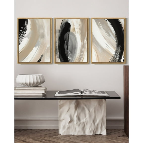 SHENIFY Abstract Wall Art Ink Wash Shapes Abstract Illustrations Modern Minimalist Painting Decorative Artwork for Living Room Bedroom 11x14in3pcs Natural Framed