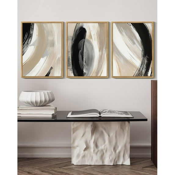 SHENIFY Abstract Wall Art Ink Wash Shapes Abstract Illustrations Modern Minimalist Painting Decorative Artwork for Living Room Bedroom 11x14in3pcs Natural Framed