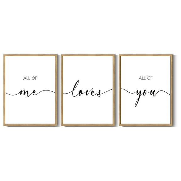 SHENIFY All of Me Loves All of You Above Bed Wall Decor for Farmhouse Bedroom Wall Art Hanging Decoration 11x14in3pcs Natural Framed