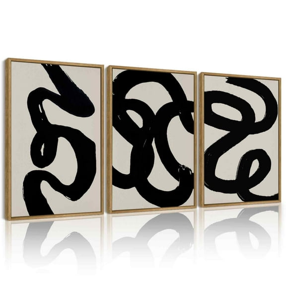 SHENIFY Black Abstract Boho Wall Art Geometric Wall Decor Minimalist Bohemian Decor Prints for Bedroom Living Room 11x14in3pcs Neutral Framed