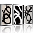 thumbnail image 1 of SHENIFY Black Abstract Wall Art 16x24in3pcs Black Framed Decor Duotone Minimal Dark Brush Stroke Prints Shapes Illustrations Modern Art Decorative Ready To Hang, 1 of 5