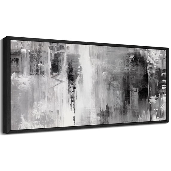 SHENIFY Black Abstract Wall Art 20x40in Black Framed Tie-Dyed Abstract Illustrations Modern Minimalist Painting Decorative Artwork for Living Room Bedroom