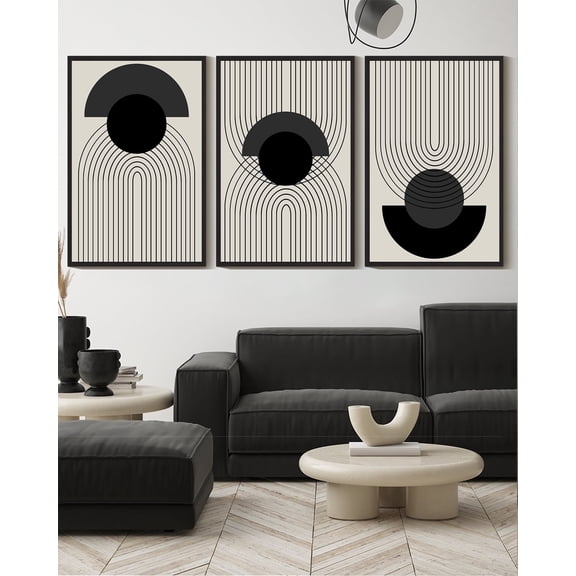 SHENIFY Black Boho Wall Art 16x24in3pcs Black Framed Geometric Decor Bedroom Prints Ready To Hang for Bedroom