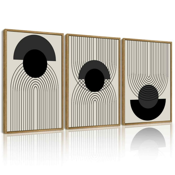 SHENIFY Minimalist Mid Century Modern Black Boho Wall Art Framed Canvas Prints for Living Room, Bedroom, 16x24in
