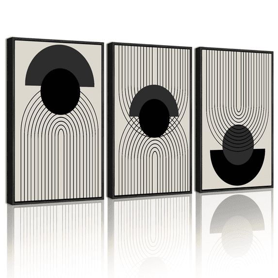 SHENIFY Black Boho Wall Art Geometric Decor Bedroom Prints Ready To Hang for Bedroom 12x16in3pcs Black Framed