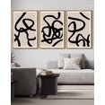 thumbnail image 1 of SHENIFY Black Lines Abstract Wall Art 16x24in3pcs Natural Framed Ink Wash Minimalist Canvas Painting Artwork, 1 of 5