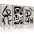 thumbnail image 1 of SHENIFY Black and White Lines Abstract Wall Art Ink Wash Minimalist Canvas Painting Artwork 11x14in3pcs Natural Framed, 1 of 5