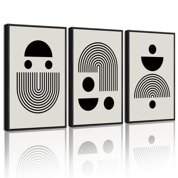 SHENIFY Bohemian Wall Decor Abstract Geometry Prints Round Wall Decor Living Room Bedroom Home Decor 11X14in3pcs Black Framed