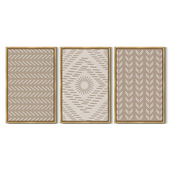 SHENIFY Boho Geometric Wall Art 16x24in3pcs Natural Framed Mid-Century White Dot Collage Abstract Shape Illustration Neutral Modern Minimalist Painting Decorative Artwork