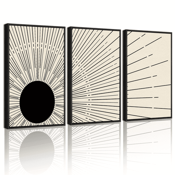 SHENIFY Boho Sun Wall Art Black Lines Warm Minimalist Bohemain Wall Printing Prints Decor 11x14in3pcs Black Framed
