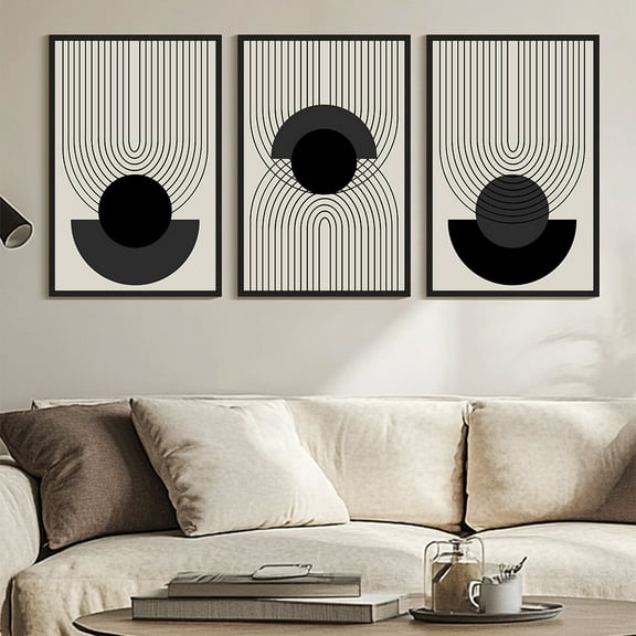 SHENIFY Minimalist Boho Abstract Canvas Art Prints - Framed Wall Decor, 24x36in (Set of 3)
