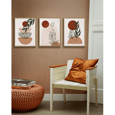 SHENIFY Boho Wall Art Wood Framed Decor Mid Century Modern Abstract Canvas Prints Posters for Bedroom Living Room - 12x16in3pcs Neutral