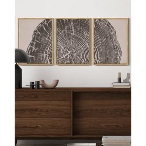 SHENIFY Farmhouse Vintage Wall Art Set Gray Wood Tree Ring Spirals Nature Abstract Drawings Rustic Modern Art Decor for Living Room Bedroom 11x14in3pcs Natural Framed