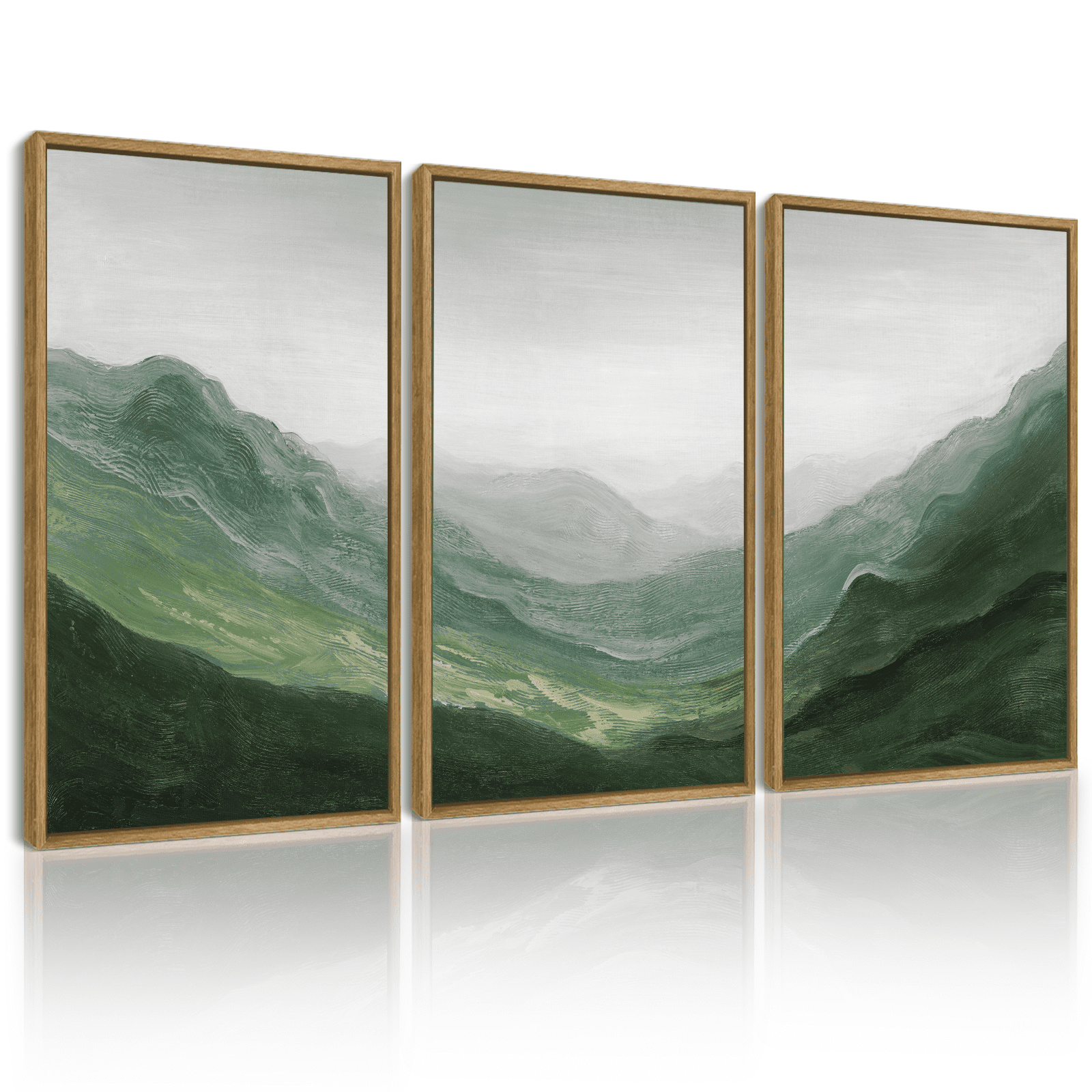 SHENIFY Fog Pine Green Tree Forest Canvas Wall Art 16x24in3pcs Natural ...