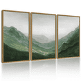 thumbnail image 1 of SHENIFY Fog Pine Green Tree Forest Canvas Wall Art 16x24in3pcs Natural Framed Nordic Nature Modern Mountain Artwork Prints Decor, 1 of 5