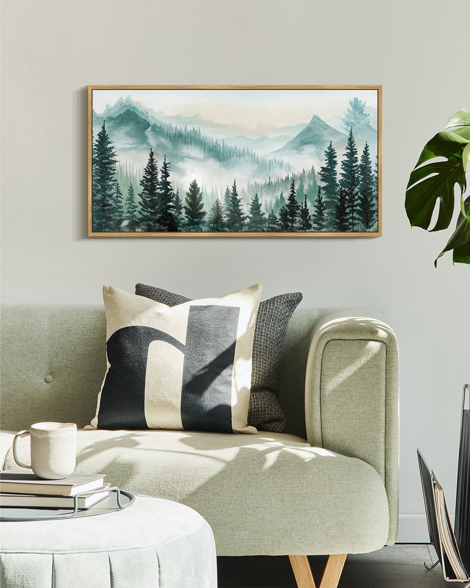 SHENIFY Fog Pine Green Tree Forest Wall Art Nordic Nature Modern ...