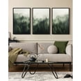 thumbnail image 1 of SHENIFY Green Fog Pine Tree Forest Canvas Wall Art Modern Artwork Prints Decor - 16x24in3pcs Black Framed, 1 of 6