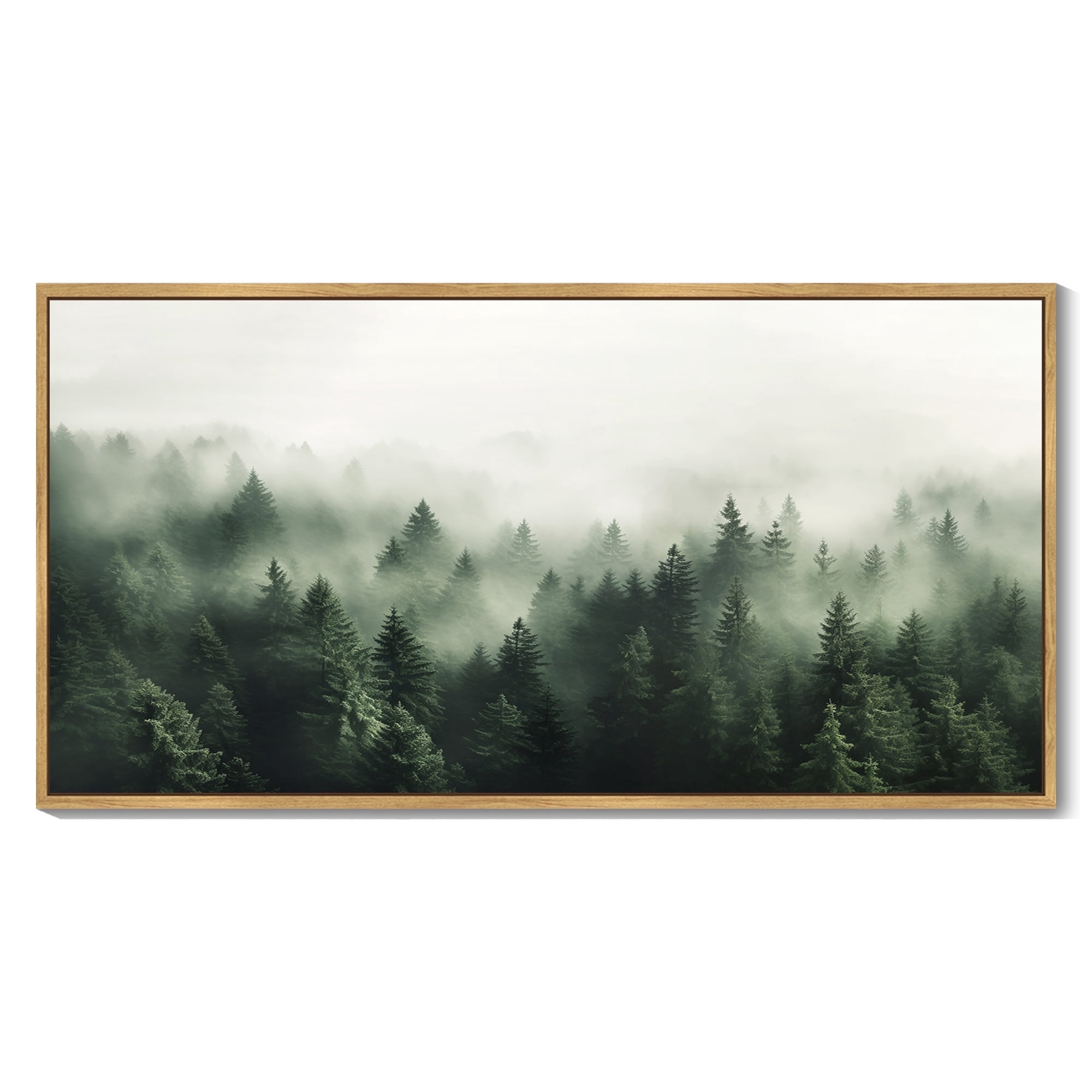 SHENIFY Green Fog Pine Tree Forest Canvas Wall Art Modern Artwork ...