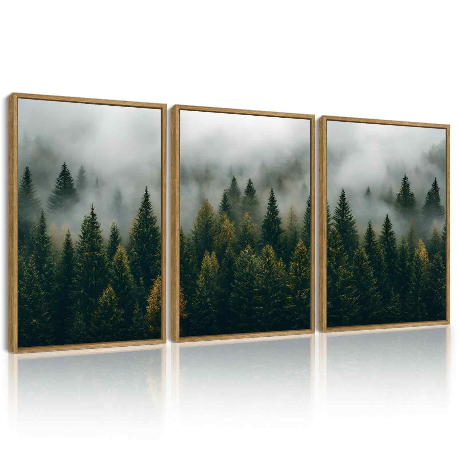 SHENIFY Green Fog Pine Tree Landscape Wall Art Nature Nordic Misty ...