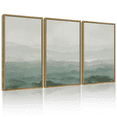 thumbnail image 1 of SHENIFY Large 24x36in3pcs Natural Framed Abstract Landscape Wall Art Minimalist Tan Green Mountain Neutral Toned Misty Nature Wilderness Illustrations Modern Art Decorative, 1 of 5