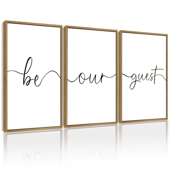 SHENIFY Large 24x36in3pcs Natural Framed Be Our Guest Guest Room Wall Decor Guest Bedroom Wall Art Farmhouse Guest Room Hanging Decoration