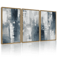 thumbnail image 1 of SHENIFY Large 24x36in3pcs Natural Framed Blue and Grey Abstract Wall Art Modern Minimalist Painting Decor Graffiti Artwork for Home Wall Decor, 1 of 5