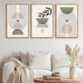 thumbnail image 1 of SHENIFY Large 24x36in3pcs Natural Framed Green Botanical Boho Wall Art Modern Sage Bohemian Wall Decor Geometry Lines Prints Ready to Hang, 1 of 8