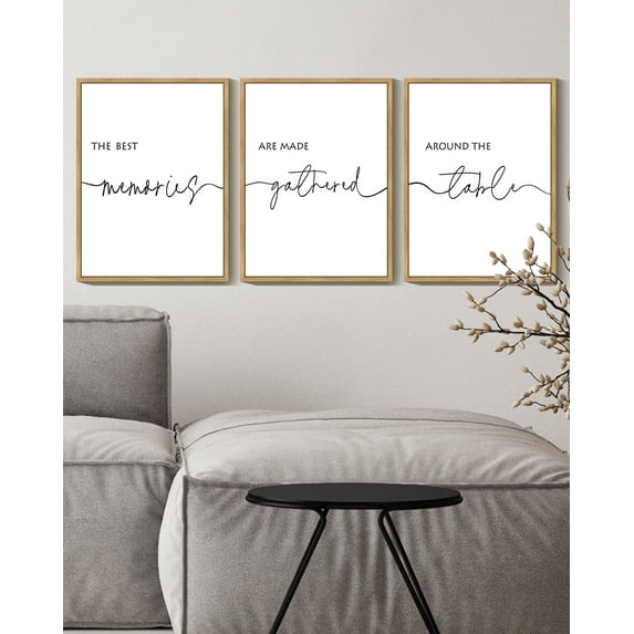 SHENIFY Memories Around the Table Farmhouse Wall Decor Kitchen Wall Decor for Dining Room Wall Art Hanging Decoration 11x14in3pcs Natural Framed