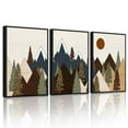 thumbnail image 1 of SHENIFY Morden Mountains Landscape Wall Art Boho Pine Tree Forest Nature Boho Decor Artwork Prints Rustic Living Room Office 11x14in3pcs Black Framed, 1 of 7