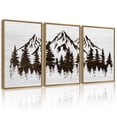 thumbnail image 1 of SHENIFY Mountains Tree Wall Art 16x24in3pcs Natural Framed Boho White Forest Nature Landscape Artwork Painting Morden Country Woodcut Wood Wall Decor Rustic Home Decor, 1 of 7