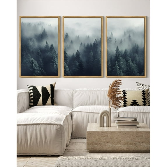 SHENIFY Nordic Forest Wall Art 16x24in3pcs Nautral Framed Tree Wall Decor Mid Century Moder Bedroom Decor Prints Ready To Hang for Bedroom