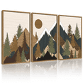 thumbnail image 1 of SHENIFY Set Sunrise Pine Tree Forest Nature Scenry Wilderness Landscape Mountain Wall Art 16x24in3pcs Natural Framed Farmhouse Rustic Modern Art Decorative for Living Room Bedroom, 1 of 5