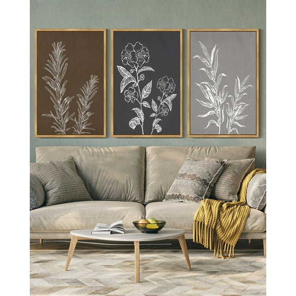 SHENIFY Vintage Flower Wall Art 16x24in3pcs Natural Framed Retro Floral Wall Hanging Decor Rustic Farmhouse Colorful Botanical Prints Artwork for Bathroom Dining Room Kitchen