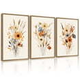 thumbnail image 1 of SHENIFY Vintage Wildflower Bouquet Wall Art 16x24in3pcs Natural Framed Retro Botanical Flower Prints Colorful Floral Hanging Bedroom Dining Living Room Decor, 1 of 7